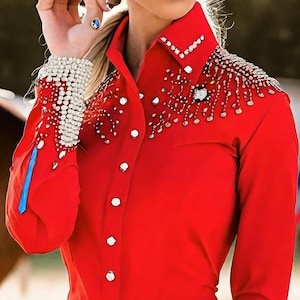 Hot Red Retro Shirt Horse Show Shirt for Women - Stand Out in the Ring with our Exquisite Collection on Etsy Horsemanship Shirt Showmanship