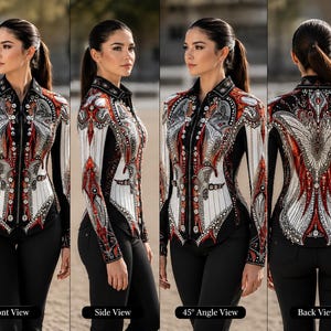 Western Show Jacket, Red White Embellished Horse Apparel image 5