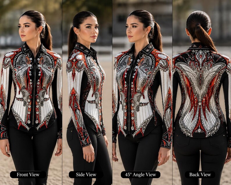 Western Show Jacket, Red White Embellished Horse Apparel image 5