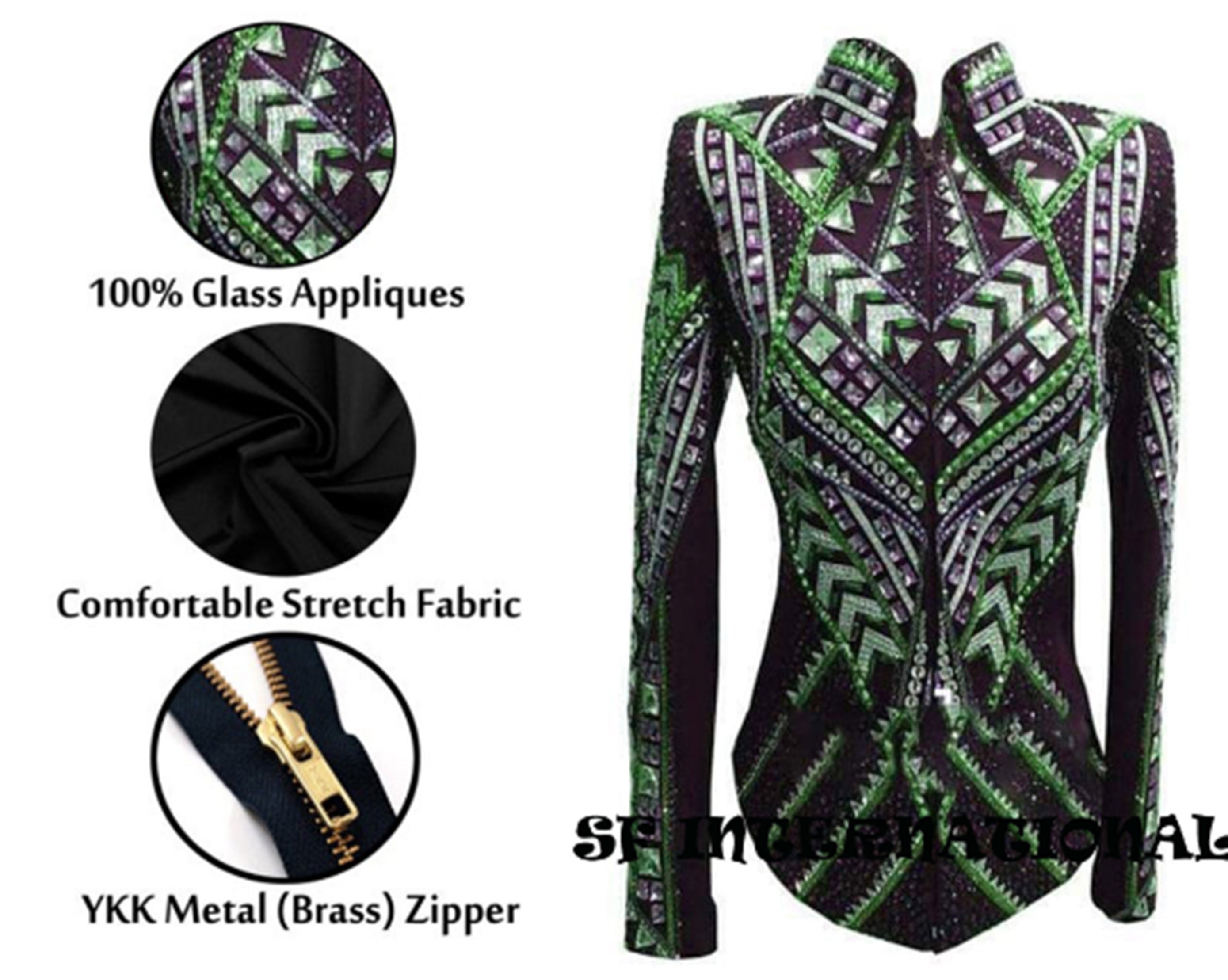 Veste de concours western turquoise avec base noire Couleur