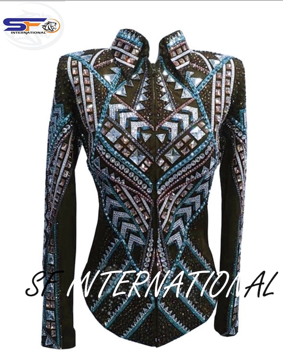 Veste Western Silver Mesa - Argentée, Noir Et Blanc Avec Strass - Taille M