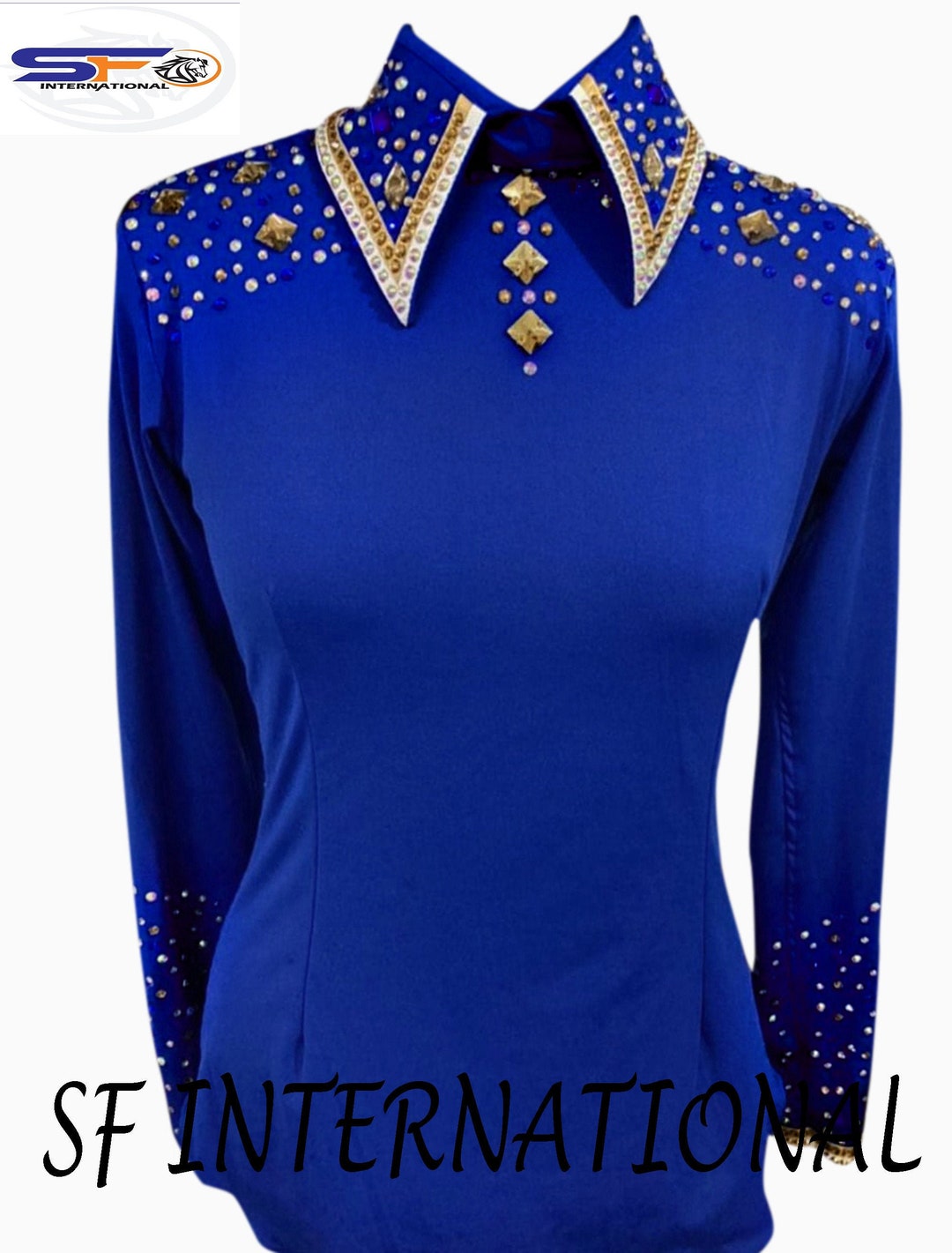 Western Custom Show Shirt, Western Show Shirt, Royal Blue Show Shirt