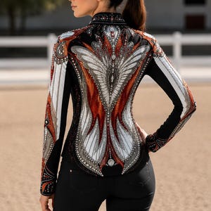 Western Show Jacket, Red White Embellished Horse Apparel image 3