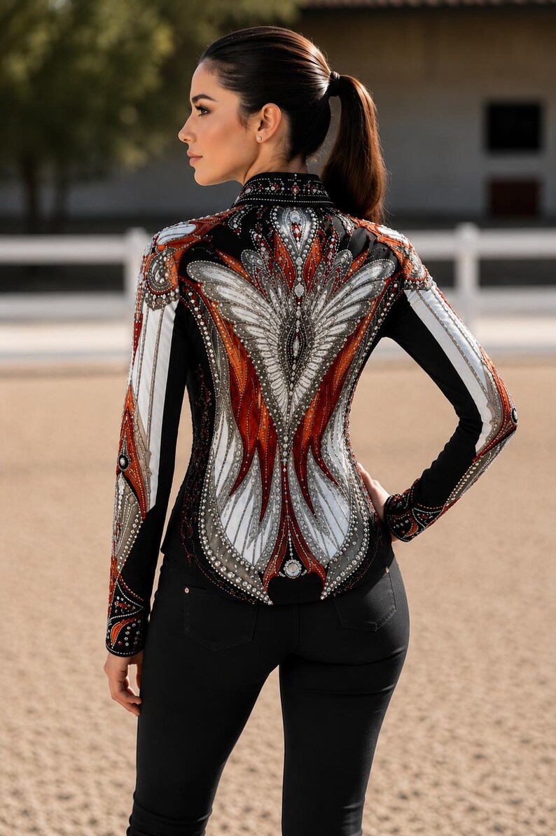 Western Show Jacket, Red White Embellished Horse Apparel image 3