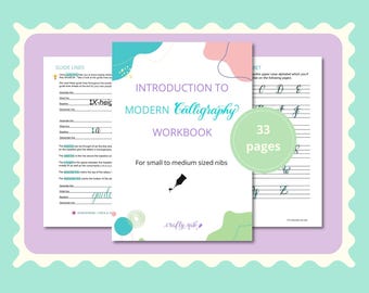 Modern Calligraphy Workbook PDF Instant Download, Hand Lettering practice sheets