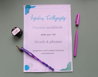 Kalligraphie Arbeitsheft, HandLettering ebook, digitale Übungsblätter, PDF Arbeitsheft, sofortiger Download