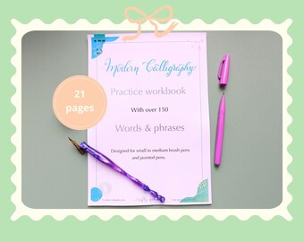 Calligraphy Workbook, HandLettering ebook, digital practice sheets, pdf workbook, instant download