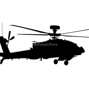 AH-64D Apache, SVG image, DXF, png, helicopter, instant download.