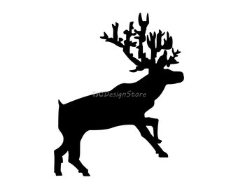 Renna di Natale (n. 3), immagine SVG, DXF, PNG, download istantaneo.