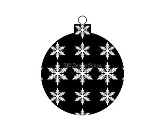 Pallina di Natale con motivo a fiocco di neve, immagine SVG, DXF, PNG, download istantaneo.