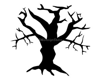 Albero spettrale di Halloween, immagine SVG, DXF, PNG, download immediato.