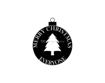 Merry Christmas Bauble, Bauble, Natale, albero di Natale, immagine SVG, DXF, PNG, download istantaneo.