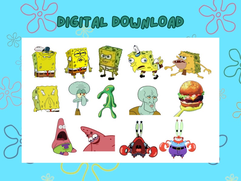 Spongebob Twitch Emotes Pack Digital Download - Etsy