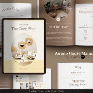 Creador de manuales de casas en Airbnb / Personalizable en Canva / Plantilla de 35 páginas / Tamaño carta / Libro de bienvenida para huéspedes en alquiler / Elementos esenciales para anfitriones
