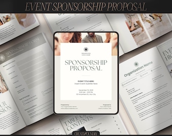 May include: A sponsorship proposal template with a gray and white color scheme. The template includes a section for the event title, date, time, and location. It also includes a section for the organization's logo and name. The template is designed to be used by businesses and organizations to propose sponsorship opportunities to potential sponsors.