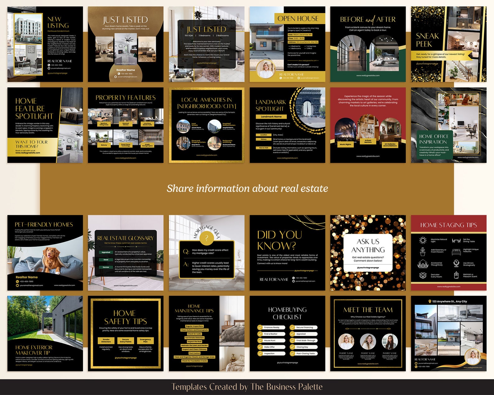Luxury Real Estate Instagram Posts & Stories | 100 Social Media Canva ...
