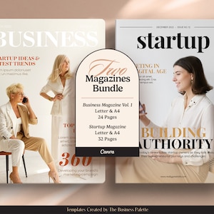 Bundle of Business Magazine Volume 1 and Startup Magazine | Customizable in Canva | Professional Marketing Collaterals for Startups & Brands