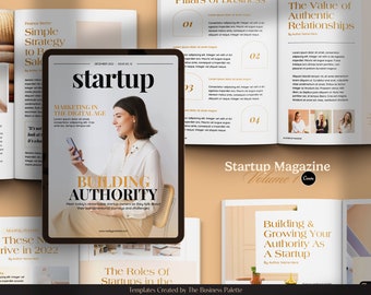 Magazine des startups, volume 1 | Personnalisable sur Canvas | Modèle de 32 pages | Lettre et A4 | Ebook professionnel | Marketing numérique pour les entreprises