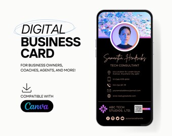 Digital Business Card | Template with QR Code | Fully Customizable in Canva | 1080 x 1920 Pixels | Self-Promotion for Coaches & Consultants