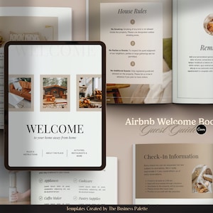 Plantilla Canva para libro de bienvenida de Airbnb / 100 páginas / Carta y A4 / Manual para propietarios de propiedades en alquileres vacacionales / Guía para huéspedes