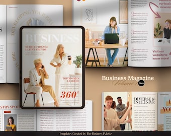 Wirtschaftsmagazin Band 1 | Personalisierbar in Canva | 24 Seiten Vorlage | Letter & A4 | Professionelles Ebook | Marketing-Tool für Start-up-Marke