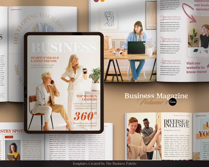 Wirtschaftsmagazin Band 1 Personalisierbar in Canva 24 Seiten Vorlage Letter & A4 Professionelles Ebook Marketing-Tool für Start-up-Marke Bild 1