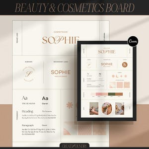 Tablero de marca de belleza y cosméticos / Plantilla Canva / Kit de marca prediseñado / Tablero de estado de ánimo personalizable para esteticistas o profesionales del maquillaje