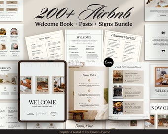 Airbnb Host Bundle | Welcome Book Creator + Instagram Posts + Freebie Signs | 200+ Templates | Customizable in Canva | VRBO Guest Guides