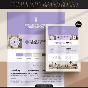 Tablero de marca para organizaciones comunitarias y sin fines de lucro / Plantilla Canva / Kit de marca prediseñado / Totalmente personalizable / Tablero de estado de ánimo para fundaciones