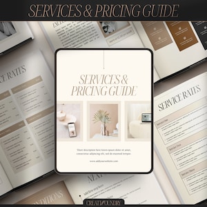 Guía de precios y servicios de TERRA / Personalizable en Canva / Plantilla de 20 páginas / Tamaños carta y A4 / Paquete de información para empresas de servicios