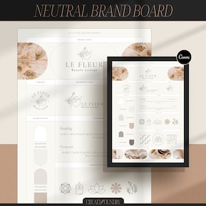Tablero de marca neutral / Plantilla Canva / Kit de marca prefabricado / Totalmente personalizable / Tablero de estado de ánimo para marcas minimalistas / Disponible en dos tamaños