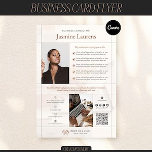 Plantilla de volante para tarjeta de presentación / Personalizable en Canva / Tamaño carta y A4 / Volante de marketing para generación de leads / Promoción B2B para coaches o consultores