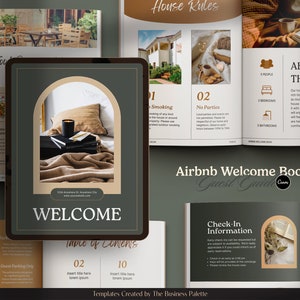Acogedor libro de bienvenida de Airbnb / Personalizable en Canva / Plantilla de 100 páginas / Carta y A4 / Alquiler de cabañas VRBO / Creador de manuales de casas / Guía para huéspedes