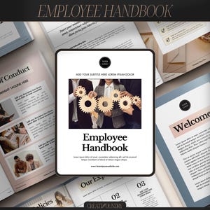 Manual del empleado / Personalizable en Canva / Plantilla de 25 páginas / Tamaños carta y A4 / Manual de incorporación de nuevos empleados para pequeñas empresas