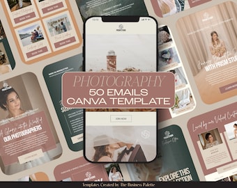 Photography Emails Set | 50 Canva Templates | Email Flow Creator | Brand Marketing for Photographers and Studios | Mailchimp Klaviyo FloDesk