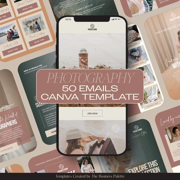 Photography Emails Set | 50 Canva Templates | Email Flow Creator | Brand Marketing for Photographers and Studios | Mailchimp Klaviyo FloDesk