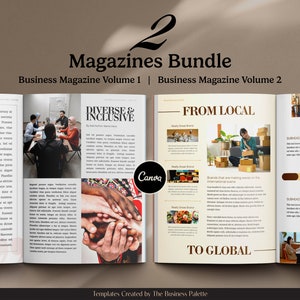 Two Magazines Bundle | Business Magazines Vol. 1 and 2 | Letter & A4 | Edit in Canva | Digital Newsletter or Lead Magnet Ebook for Startups