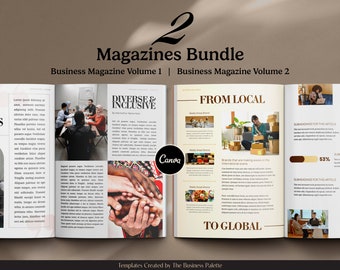 Zwei Zeitschriften Bundle | Wirtschaftsmagazine Vol. 1 und 2 | Letter & A4 | In Canva bearbeiten | Digitaler Newsletter oder Lead Magnet Ebook für Start-ups