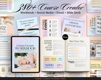 Bundle of Course Creator Templates | Edit in Canva | Workbook + Posts + Stories + Pin + Email + Slide Deck Presentation | IRIS Marketing Set
