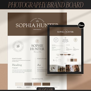 Tablero de marca de fotografía / Plantilla Canva / Kit de marca prefabricado / Totalmente personalizable / Tablero de estado de ánimo para fotógrafos / Negocios basados en servicios