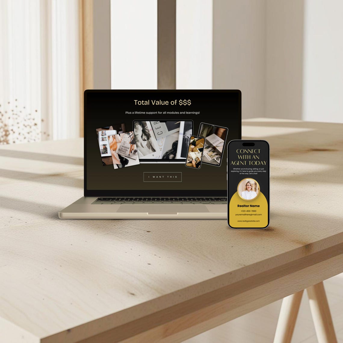 Canva Device Mockup Template | iPhone & MacBook | Minimalist Elegant ...