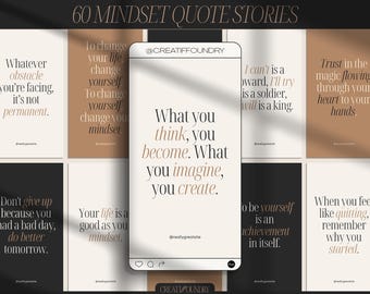 Mindset Zitate Instagram Stories | Personalisierbar in Canva | 60 Vorlagen | Done For You Inspirierende Sprüche für Motivationscoaches