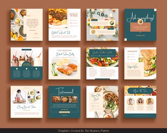 45 Food Templates | Instagram Posts & Stories | Customizable in Canva | Engagement Booster for Chefs and Restaurant Business Owners