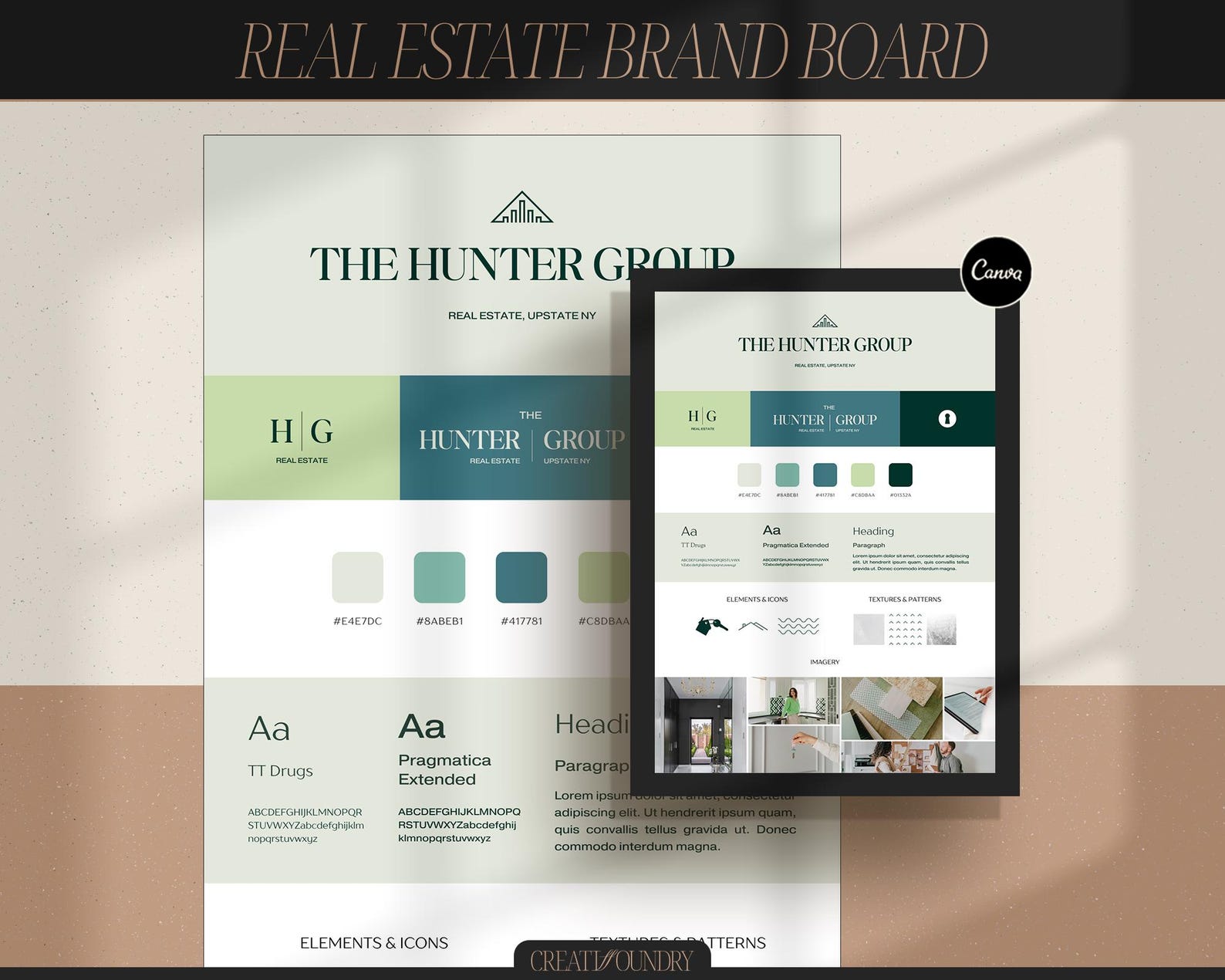 Real Estate Brand Board | Canva Template | Premade Branding Kit ...