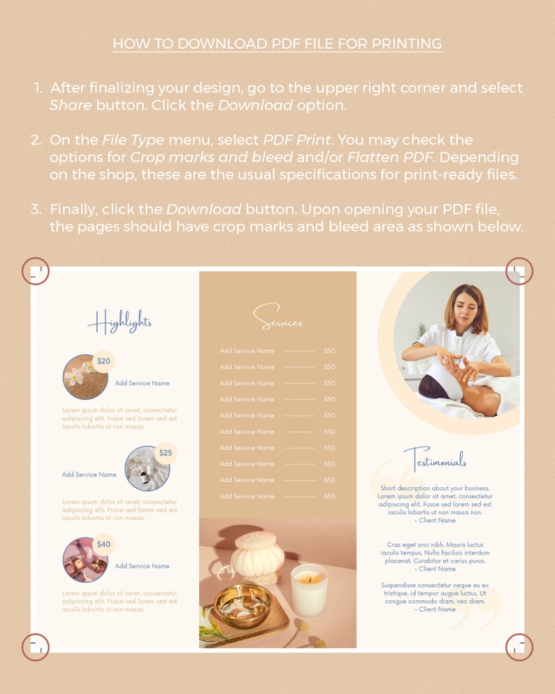 Trifold Brochure Template Editable in Canva US Letter Size Etsy