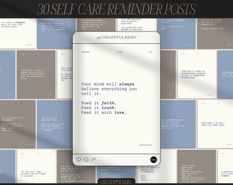 Self Care Erinnerungen Instagram Posts | Personalisierbar in Canva | 30 Vorlagen | Done For You Inspirierende Sprüche für Motivationscoaches