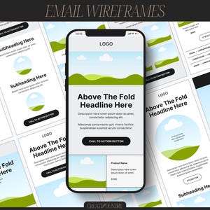 Set di wireframe per email 2 / 10 modelli Canva modificabili / Creatore drag-and-drop / Marketing del marchio per e-commerce / Mailchimp Klaviyo FloDesk