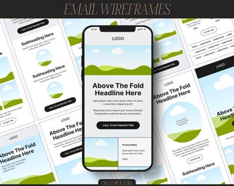 E-Mail-Wireframes Set 2 | 10 bearbeitbare Canva-Vorlagen | Drag-and-Drop-Funktion | Markenmarketing für E-Commerce | Mailchimp, Klaviyo, FloDesk
