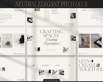Elegante neutrale Tonhöhe Deck-Präsentation | Personalisierbar in Canva | 10 Folien | Vorlagen für Service-basierte Unternehmen & Design Studios