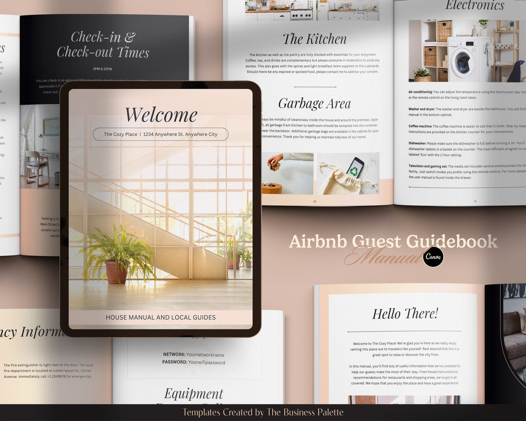 Airbnb Guest Guidebook | Customizable in Canva | 16 Pages Template ...